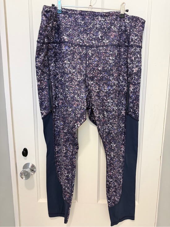 Athleta Pants - Athleta Navy Purple Floral Printed Mesh Tights